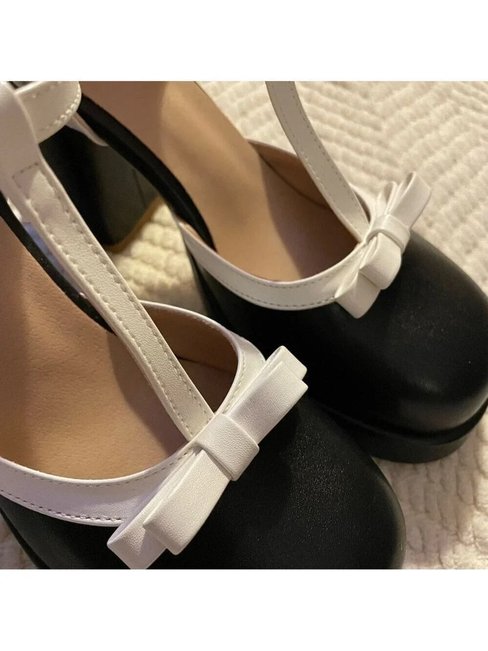 Women's Black White Platform Heels Size 40